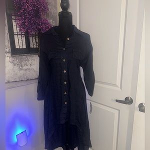 Denim High Low Button Down Dress